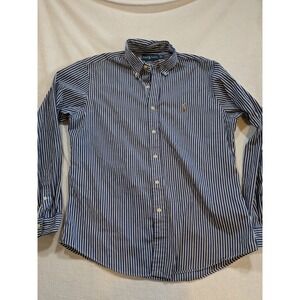 Polo Ralph Lauren Custom Fit Striped Button Down Shirt Men's L Navy White